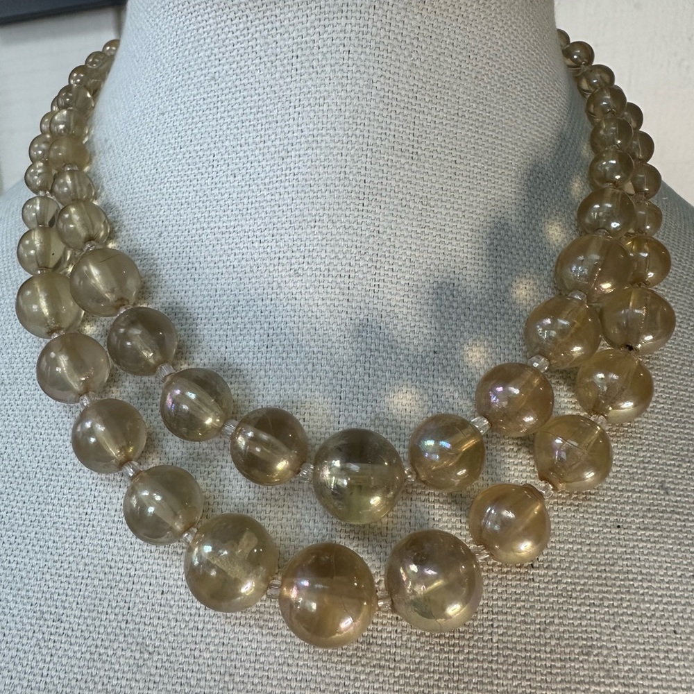 Vintage multi strand luster bead necklace